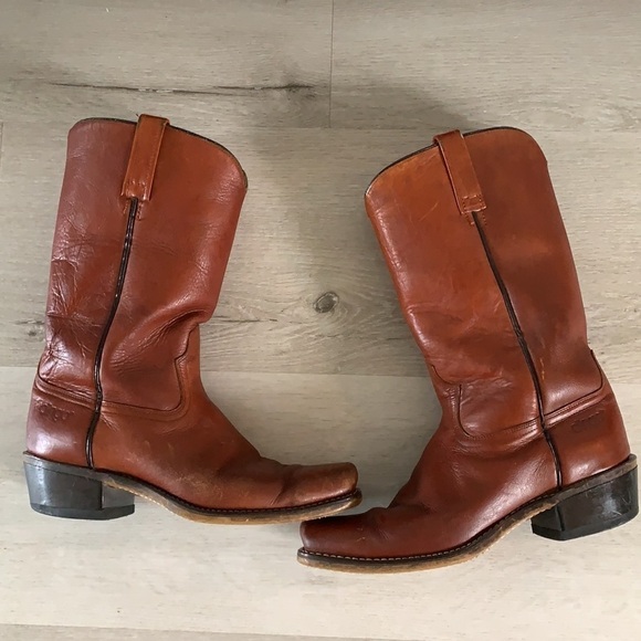 Vintage Dingo leather Boots 9 1/2 EW made in USA brown western cowboy festival - Picture 9 of 16